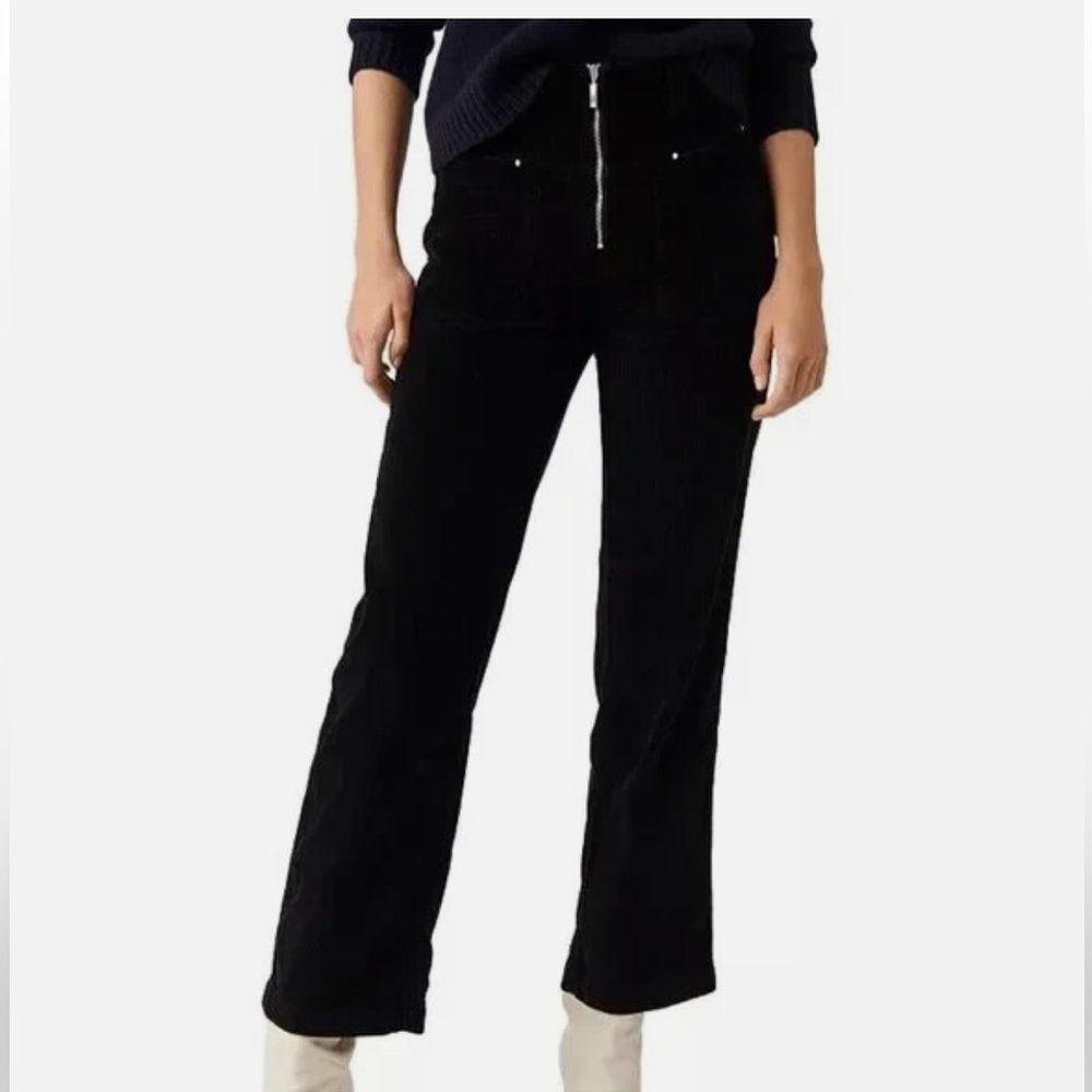 NWOT Women’s ba&sh Black Corduroy Wide-Leg Pants with Front Zip size Small